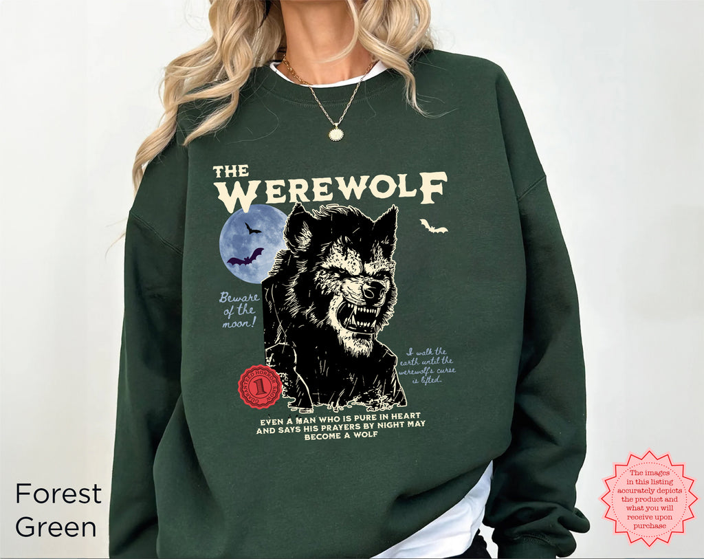 Unisex werewolf crewneck sweatshirt for Halloween and classic horror fans