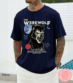 Retro werewolf Halloween tee styled for spooky season and horror fans