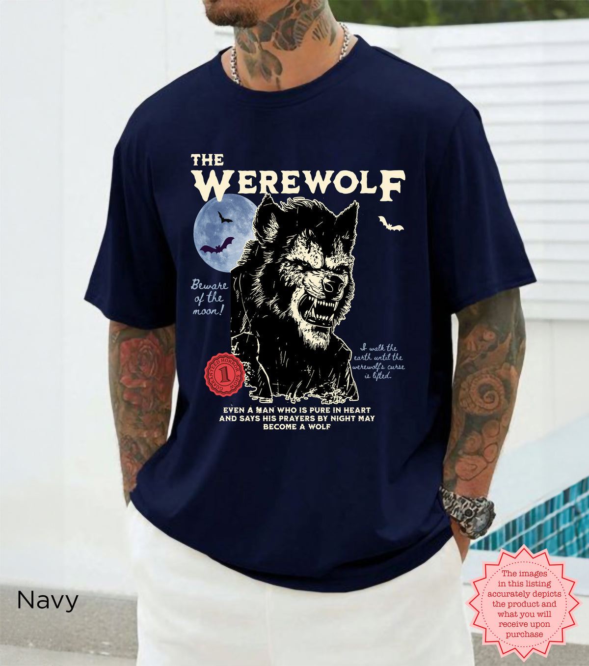 Retro werewolf Halloween tee styled for spooky season and horror fans