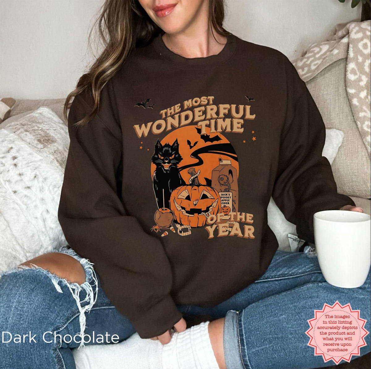 Cozy unisex black cat Halloween sweatshirt for fall and spooky season