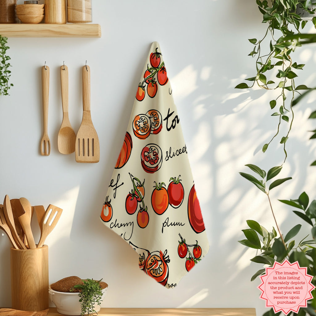 Hand-Painted Tomato Tea Towel – 100% Cotton Twill Kitchen Towel