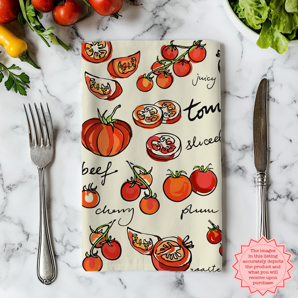 Hand-Painted Tomato Tea Towel – 100% Cotton Twill Kitchen Towel