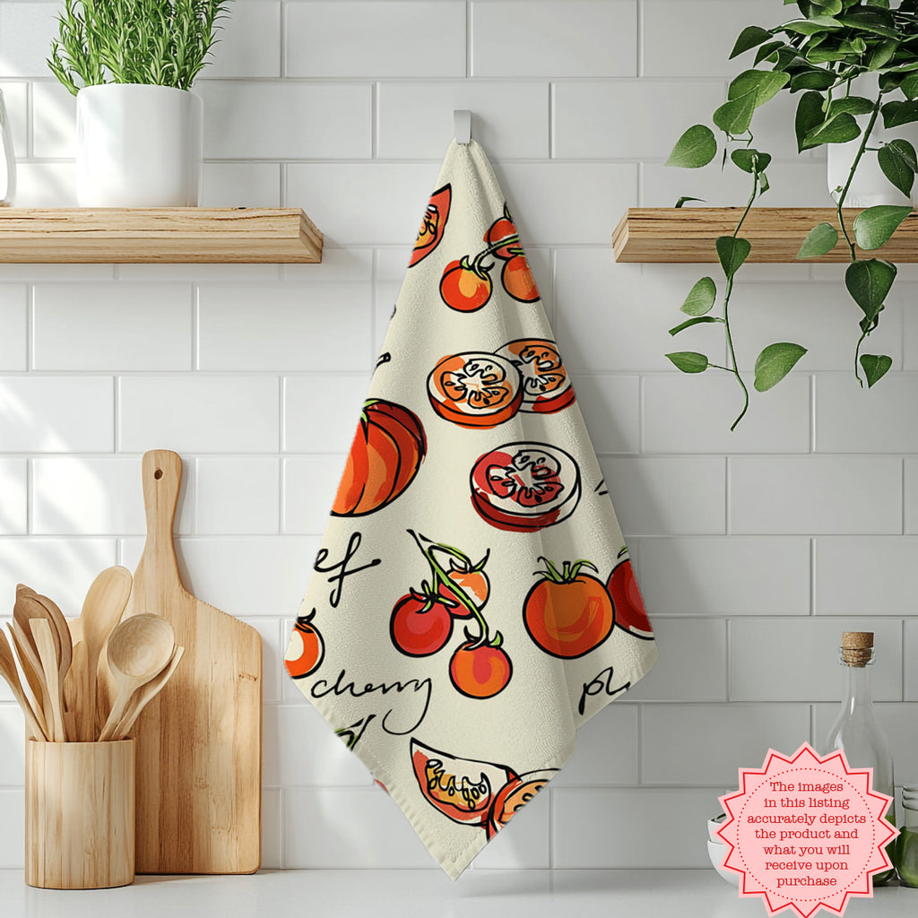 Hand-Painted Tomato Tea Towel – 100% Cotton Twill Kitchen Towel