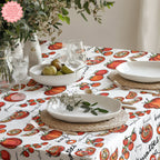 Tomato Girl aesthetic table linen styled in a neutral kitchen interior