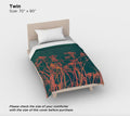 Dark Green Autumn Wildflower Duvet Cover – Cotton Sateen Botanical Bedding, Nature-Inspired Boho Bedroom Decor