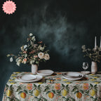 Vintage Amalfi Lemon Tablecloth – 100% Cotton Twill Italian Summer Floral Table Linen