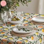 Vintage Italian Lemon Cotton Twill Tablecloth – Mediterranean Summer Dining