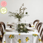 Watercolor Lemon Tablecloth – 100% Cotton Twill, Italian Summer Table Linen, Mediterranean Kitchen Decor