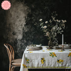 Watercolor Lemon Tablecloth – 100% Cotton Twill, Italian Summer Table Linen, Mediterranean Kitchen Decor