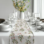 Watercolour mistletoe Christmas table runner with elegant seasonal design