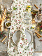 Watercolour Christmas mistletoe table runner festive dining table decor