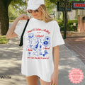 Custom wedding t-shirt in white with 'I Celebrated, I Drank, I Danced' design for bridal showers, weddings, and guests