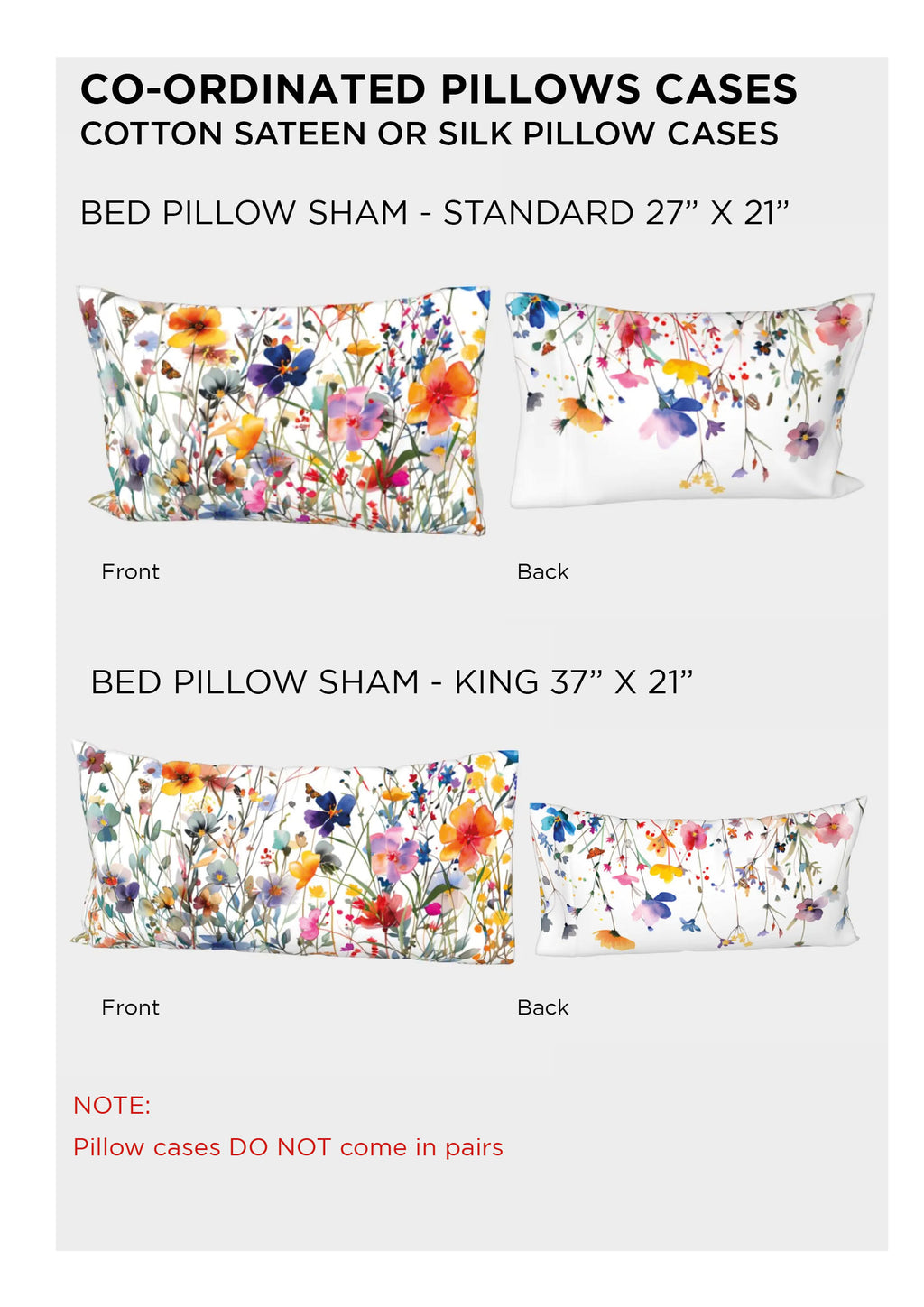 Watercolor Floral Cotton Sateen Pillowcase Set (2)