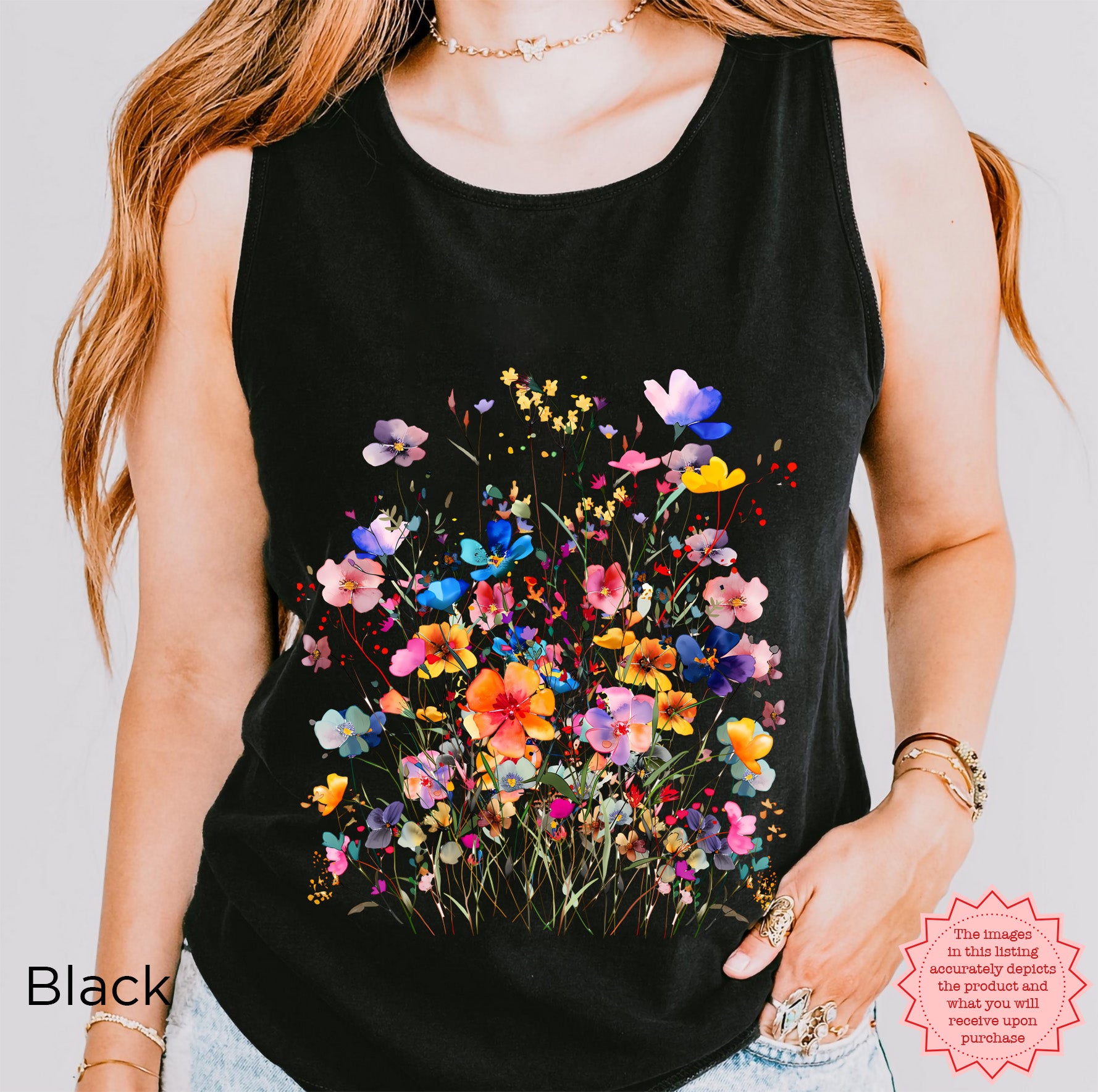 Wildflowers Tank Top – Watercolor Floral Summer Shirt for Women | Botanical Comfort Colors Garment-Dyed Tank