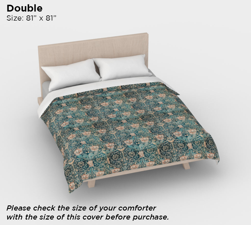 William Morris Art Nouveau Vintage Tulip Cotton Sateen Duvet Cover – Queen/King Size, Includes Standard Pillowcases