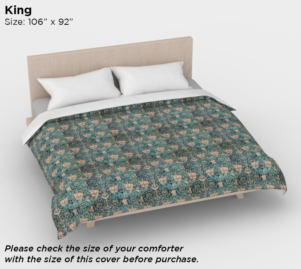 William Morris Art Nouveau Vintage Tulip Cotton Sateen Duvet Cover – Queen/King Size, Includes Standard Pillowcases
