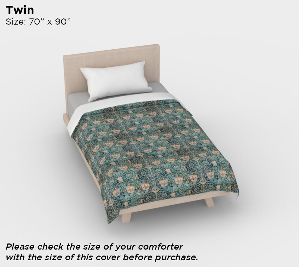 William Morris Art Nouveau Vintage Tulip Cotton Sateen Duvet Cover – Queen/King Size, Includes Standard Pillowcases
