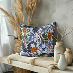 Heritage Botanical Velveteen Cushion Cover 22” x 22” – Maximalist Floral Velvet Pillow for Eclectic Interiors