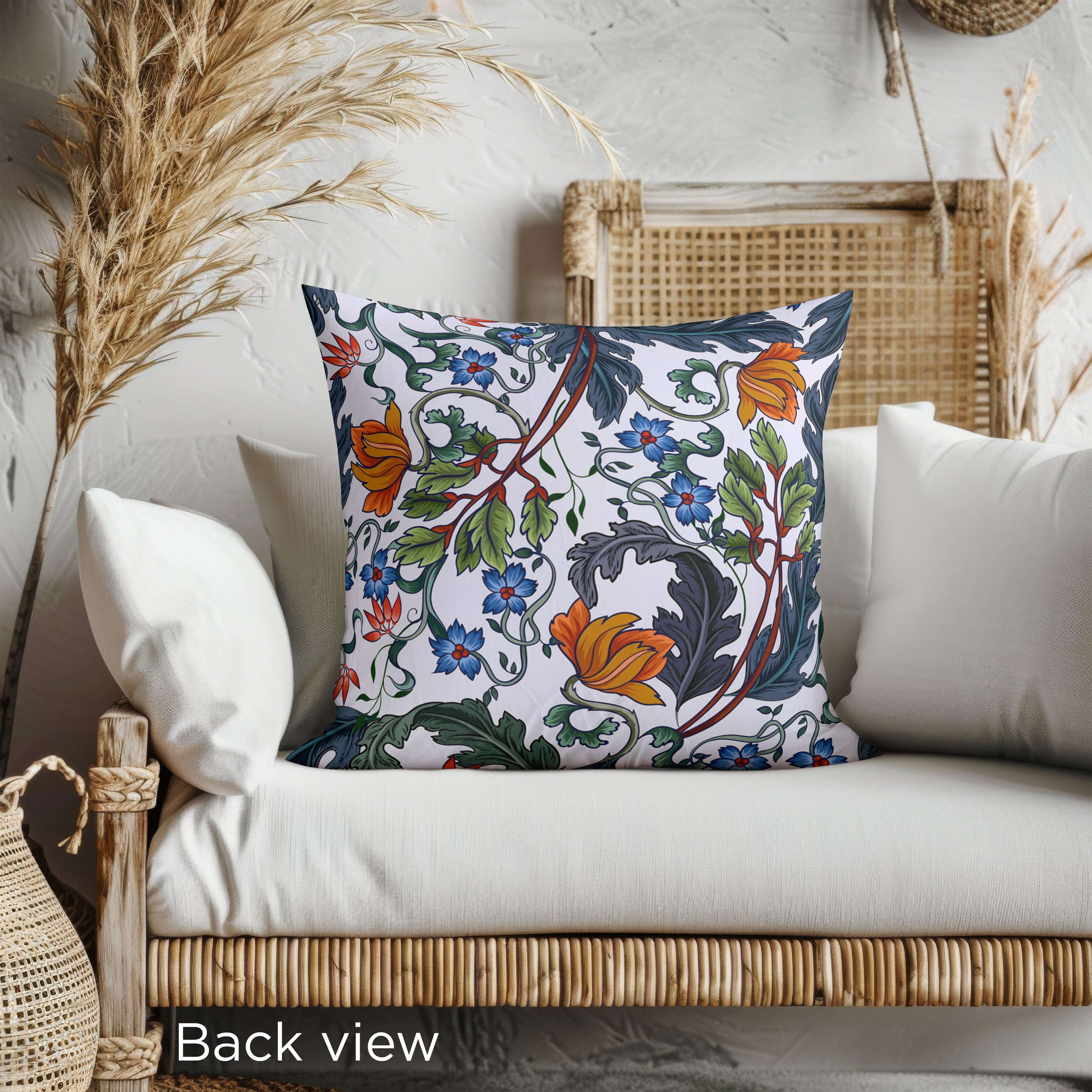 Heritage Botanical Velveteen Cushion Cover 22” x 22” – Maximalist Floral Velvet Pillow for Eclectic Interiors