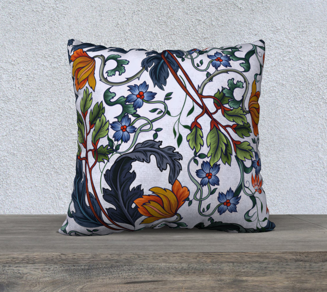 Heritage Botanical Velveteen Cushion Cover 22” x 22” – Maximalist Floral Velvet Pillow for Eclectic Interiors