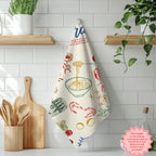 Italian Market Tea Towel – Cotton Kitchen Towel with Sardines & Lobster | Amalfi Coast Inspired, Fun Foodie Gift