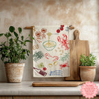Italian Market Tea Towel – Cotton Kitchen Towel with Sardines & Lobster | Amalfi Coast Inspired, Fun Foodie Gift