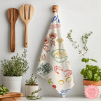 Italian Market Tea Towel – Cotton Kitchen Towel with Sardines & Lobster | Amalfi Coast Inspired, Fun Foodie Gift