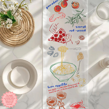 Italian Mediterranean Table Runner – Vintage Kitchen Table Runner | Cotton Twill or Polyester Dining Table Decor | Summer Farmhouse Table Linen